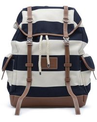 Paul & Shark - Leather Canvas Striped Backpack - Lyst