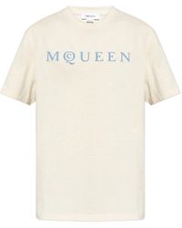 McQueen - Flock Print Logo T Shirt - Lyst