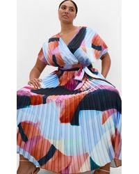 City Chic - Plus Size Hailey Print Pleat Sky Maxi Dress - Lyst