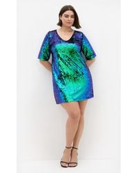 City Chic - Plus Size Sequin V-Neck Glam Dress - Lyst