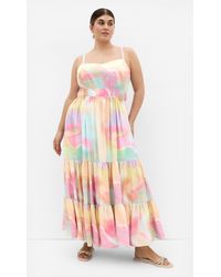 City Chic - Plus Size Kalea Print Light Peach Maxi Dress - Lyst