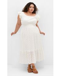 City Chic - Plus Size Sweet Broderie Ruffle Midi Dress - Lyst