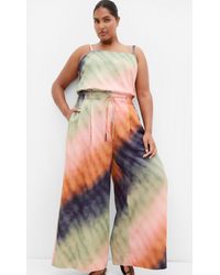 City Chic - Plus Size Print Peach Wide Leg Pants - Lyst