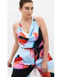City Chic - Plus Size Chloe Print Cowl Neck Sky Top - Lyst