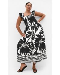 City Chic - Plus Size Mirage Oasis Print Ivory Tie Back Maxi Dress - Lyst