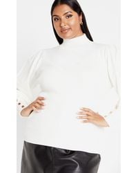 City Chic - Plus Size Sofia Sweater Cream - Lyst