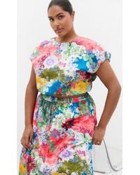 City Chic - Plus Size Sarina Berry Print Sage Cotton Top - Lyst