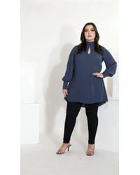 City Chic - Plus Size Neck Tie Tunic Top - Lyst