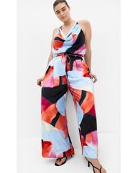 City Chic - Plus Size Shania Print Wide Leg Sky Pants - Lyst