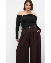 City Chic - Plus Size Buckle Off Shoulder Long Sleeve Top - Lyst