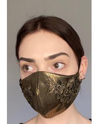 Claire Mischevani Olivia Face Covering in Khaki Leopard Womens Accessories Face masks Natural 
