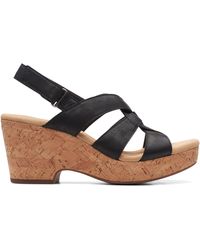 clarks black platform sandals