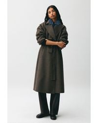 Claudie Pierlot - Mid-Length Checked Belted Coat - Lyst