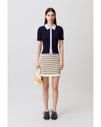 Claudie Pierlot - Striped Bi-Material Cardigan - Lyst