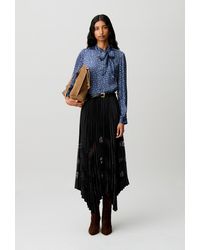 Claudie Pierlot - Pleated Satin And Lace Skirt - Lyst