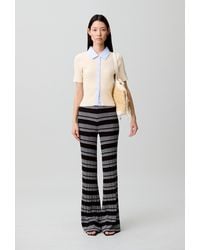 Claudie Pierlot - Striped Bi-Material Cardigan - Lyst