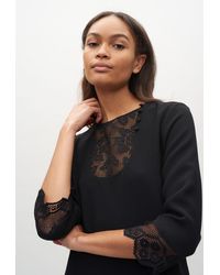 Claudie Pierlot Robe à finitions en dentelle - Noir