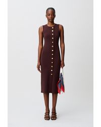 Claudie Pierlot - Knit Midi Dress With Buttons - Lyst