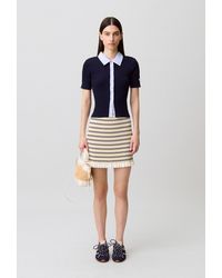 Claudie Pierlot - Striped Bi-Material Cardigan - Lyst