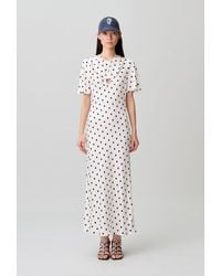 Claudie Pierlot - Satin Polka Dot Maxi Dress - Lyst