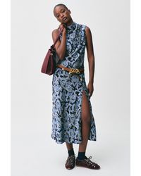 Claudie Pierlot - Flowy Printed Satin Dress - Lyst
