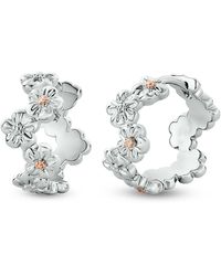 Clogau - Nature's Wonder Sterling Forget-Me-Not Huggie Hoop Earrings - Lyst