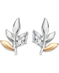 Clogau - Royal Sterling Leaf Stud Earrings With Topaz - Lyst