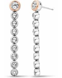 Clogau - Celebration Sterling Drop-Hoop Tennis Earrings With Topaz - Lyst