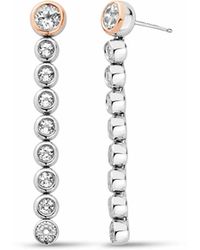 Clogau - Celebration Sterling Drop-Hoop Tennis Earrings With Topaz - Lyst