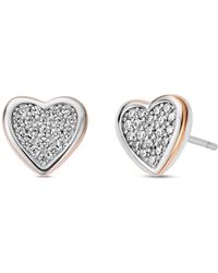 Clogau - Forever Yours Sterling Love Heart Earrings With Swarovski Zirconia - Lyst