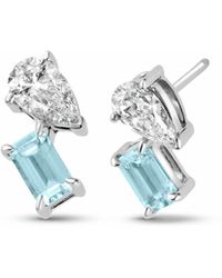 Clogau - Promises 9Ct Solid Stud Earrings With Aquamarine & 0.3Ct Lab-Grown Diamonds - Lyst