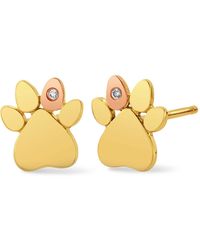 Clogau - Paw Prints 9Ct Solid Stud Earrings With Diamonds - Lyst