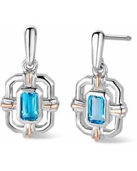Clogau - Royal Sterling Gateways Drop-Stud Earrings With Swiss Topaz - Lyst