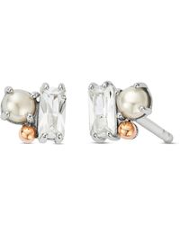Clogau - Nature's Wonder Sterling Beachcomber Cluster Stud Earrings With Topaz & Pearl - Lyst