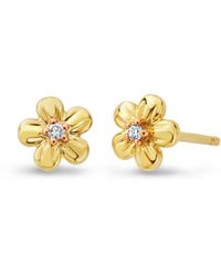 Clogau - Nature's Wonder 9Ct Solid Forget-Me-Not Stud Earrings With Diamonds - Lyst