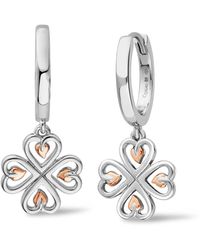 Clogau - Tree Of Life Sterling Heart Drop-Hoop Earrings - Lyst