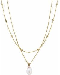 Clogau - Nature's Wonder 9Ct Solid Beachcomber Layered Necklace With Pearl - Lyst