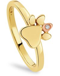 Clogau - Paw Prints 9Ct Solid Stacking Ring With Diamond - Lyst