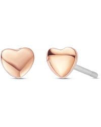 Clogau - Forever Yours Sterling & 9Ct Rose Love Heart Stud Earrings - Lyst