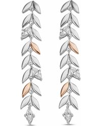 Clogau - Royal Sterling Leaf Drop Earrings With Swarovski Zirconia - Lyst