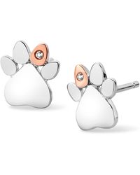 Clogau - Paw Prints Sterling Stud Earrings With Topaz - Lyst