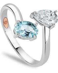 Clogau - Promises 9Ct Solid Ring With Oval-Cut Aquamarine & 0.5Ct Lab-Grown Diamond - Lyst