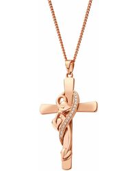 Clogau - Tree Of Life 18Ct Solid 1854 Blend Vine Cross Pendant With Diamonds - Lyst