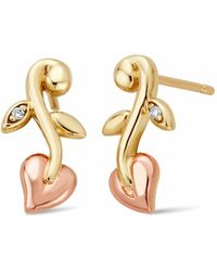 Clogau - Tree Of Life 9Ct Solid Vine Stud Earrings With Diamonds - Lyst