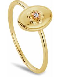 Clogau - Nature's Wonder 9Ct Solid Forget-Me-Not Ring With Diamond - Lyst