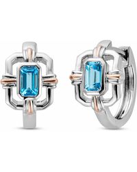Clogau - Royal Sterling Gateways Huggie Hoop Earrings With Swiss Topaz - Lyst
