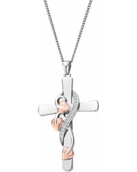 Clogau - Tree Of Life Sterling Vine Cross Pendant With Topaz - Lyst