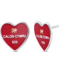 Clogau - Wru Sterling Welsh Heart Stud Earrings - Lyst