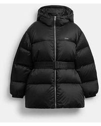 COACH - Chaqueta Acolchada Con Cinturón - Lyst
