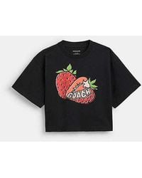 COACH - Camiseta Corta De Algodón Orgánico Con Fresas - Lyst